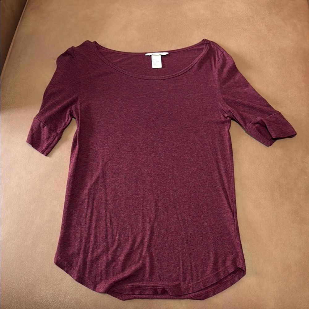 H&M Red Fitted 3/4 Sleeve Blouse